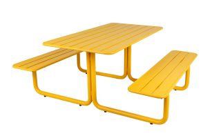 MaximaVida metalen picknicktafel Max okergeel transparant